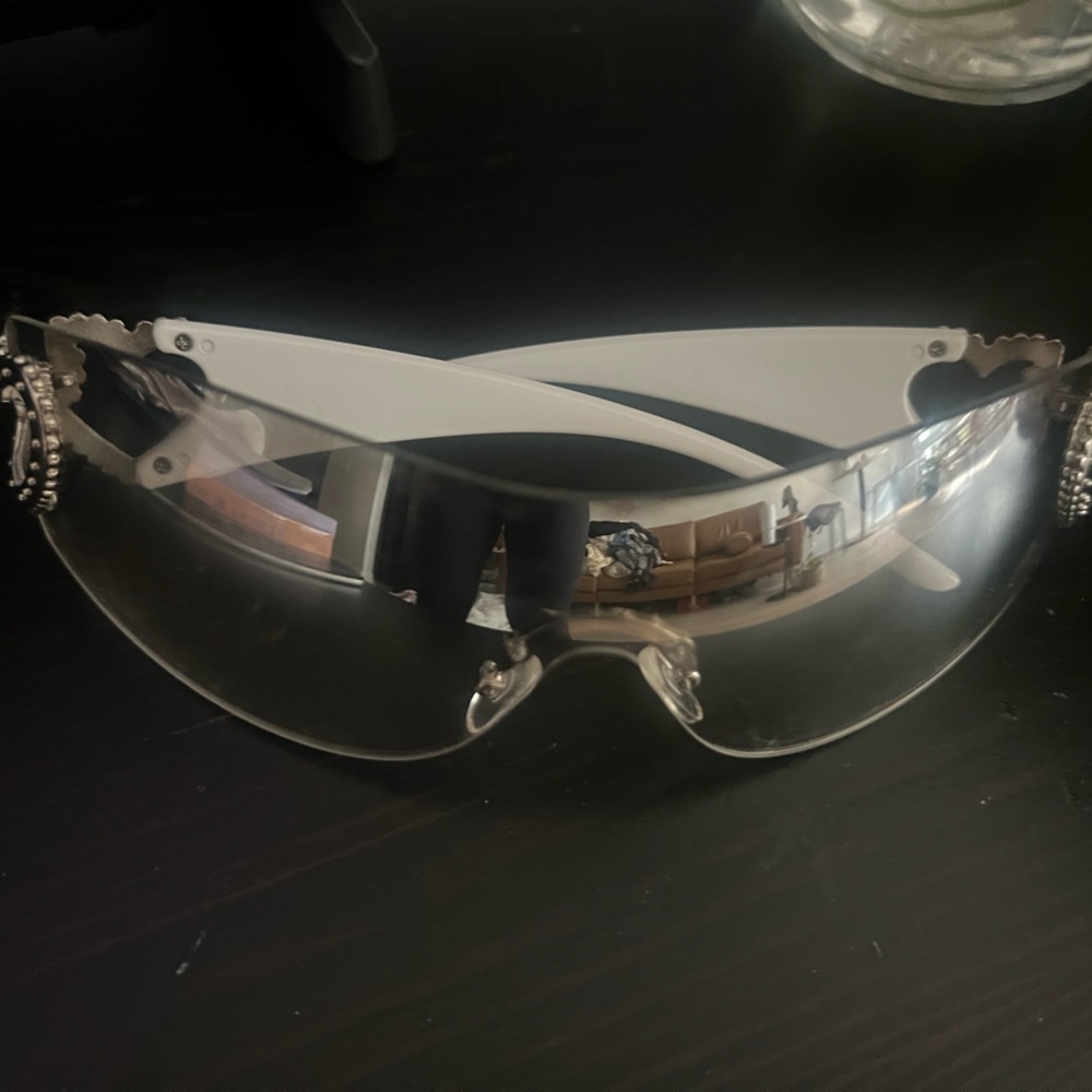 Y2K white and silver sunglasses